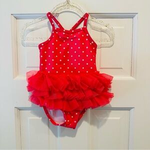Circo Coral and White Polka Dot Infant Swim One Piece